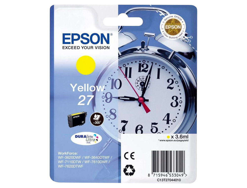 INK-JET EPSON 27 WF-3620 / 711 0 / 7610 / 7620 AMARILLO 2.200 PAG