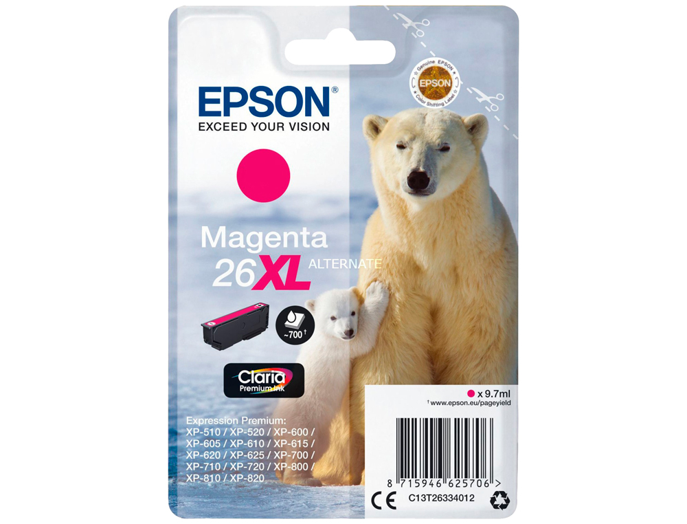 INK-JET EPSON 26XL XP600 / 605 / 700 / 800 MAGENTA 700 PAG