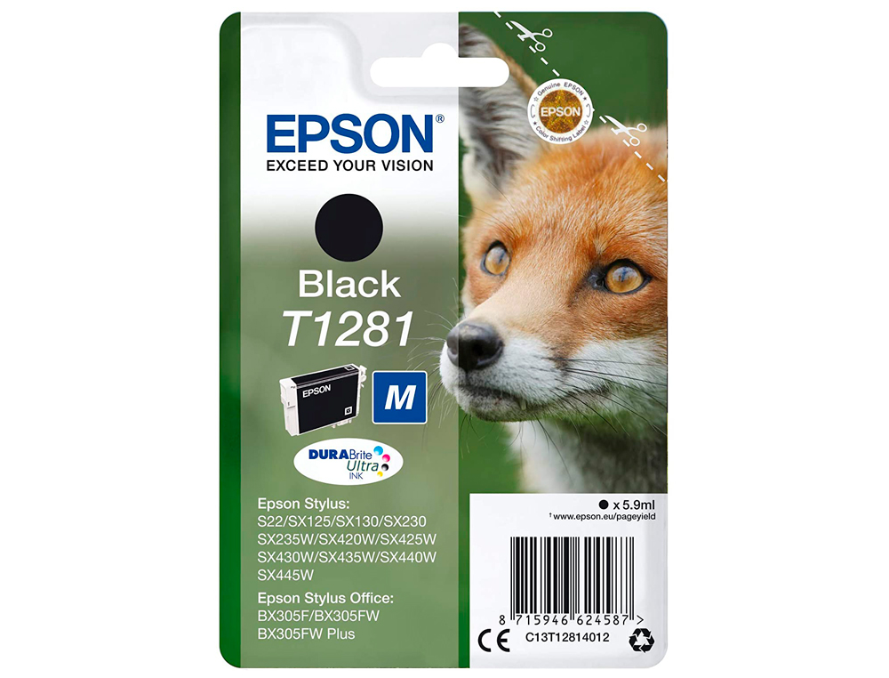 INK-JET EPSON T1281 STYLUS S22 / SX125 NEGRO -170 PAG-