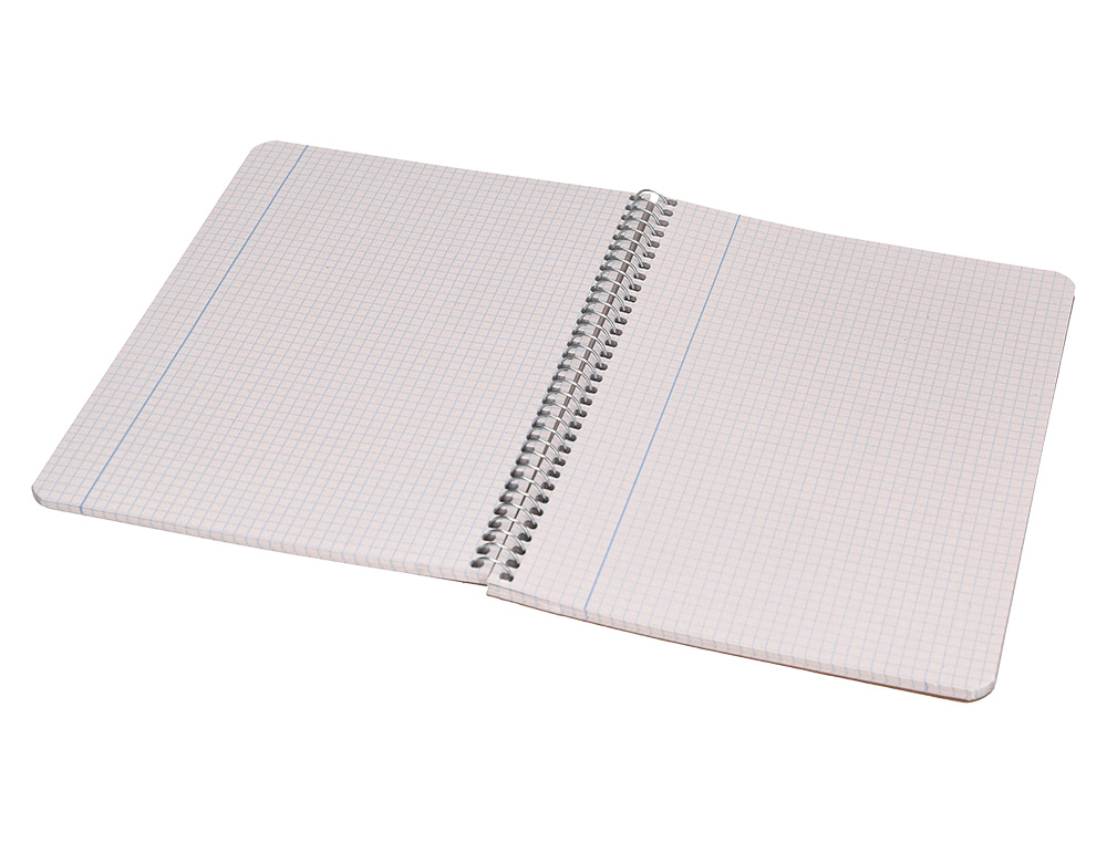 CUADERNO ESPIRAL LIDERPAPEL CUARTO ECOUSE TAPA CARTULINA KRAFT 80H PAPEL RECICLADO 80GR CUADRO 4MM