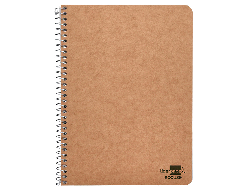 CUADERNO ESPIRAL LIDERPAPEL CUARTO ECOUSE TAPA CARTULINA KRAFT 80H PAPEL RECICLADO 80GR CUADRO 4MM