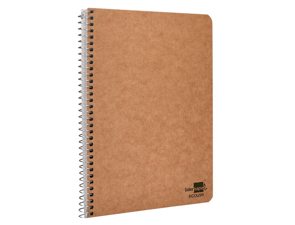 CUADERNO ESPIRAL LIDERPAPEL CUARTO ECOUSE TAPA CARTULINA KRAFT 80H PAPEL RECICLADO 80GR CUADRO 4MM