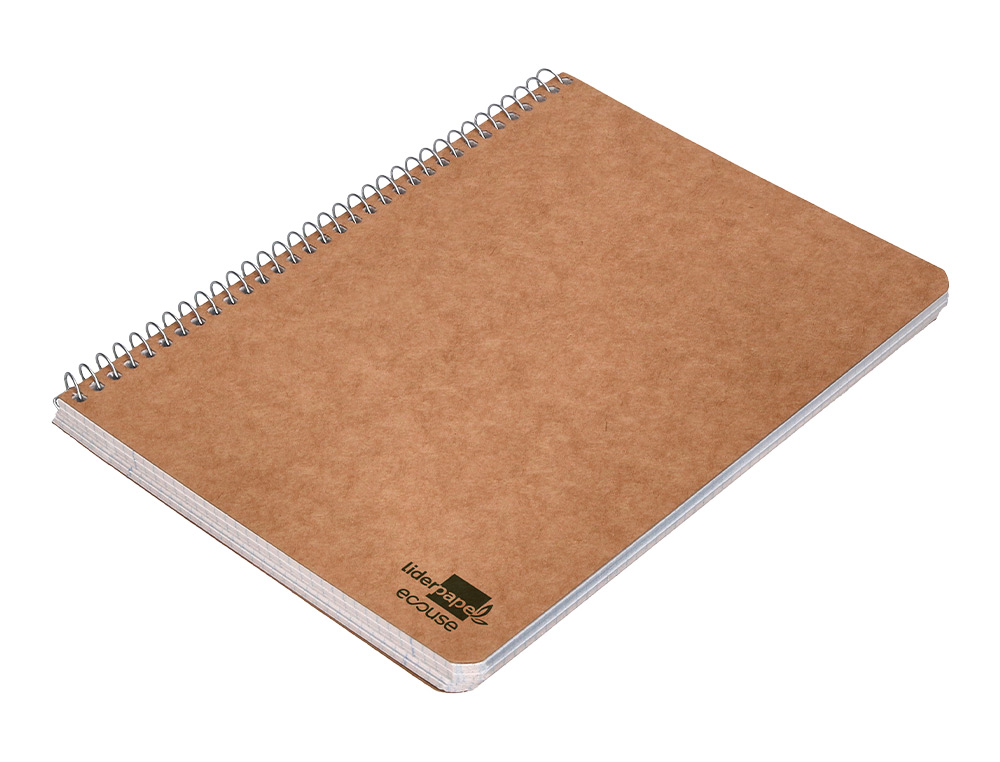 CUADERNO ESPIRAL LIDERPAPEL CUARTO ECOUSE TAPA CARTULINA KRAFT 80H PAPEL RECICLADO 80GR CUADRO 4MM
