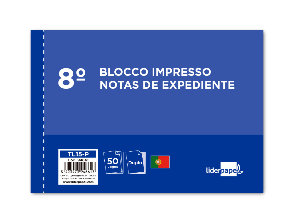 TALONARIO LIDERPAPEL NOTAS DE EXPEDIENTE OCTAVO DUPLO TEXTO EN PORTUGUES