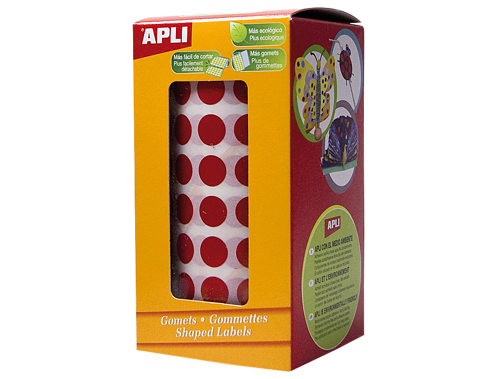 GOMETS AUTOADHESIVOS CIRCULARES 10,5 MM ROJO ROLLO DE 5192 UNIDADES
