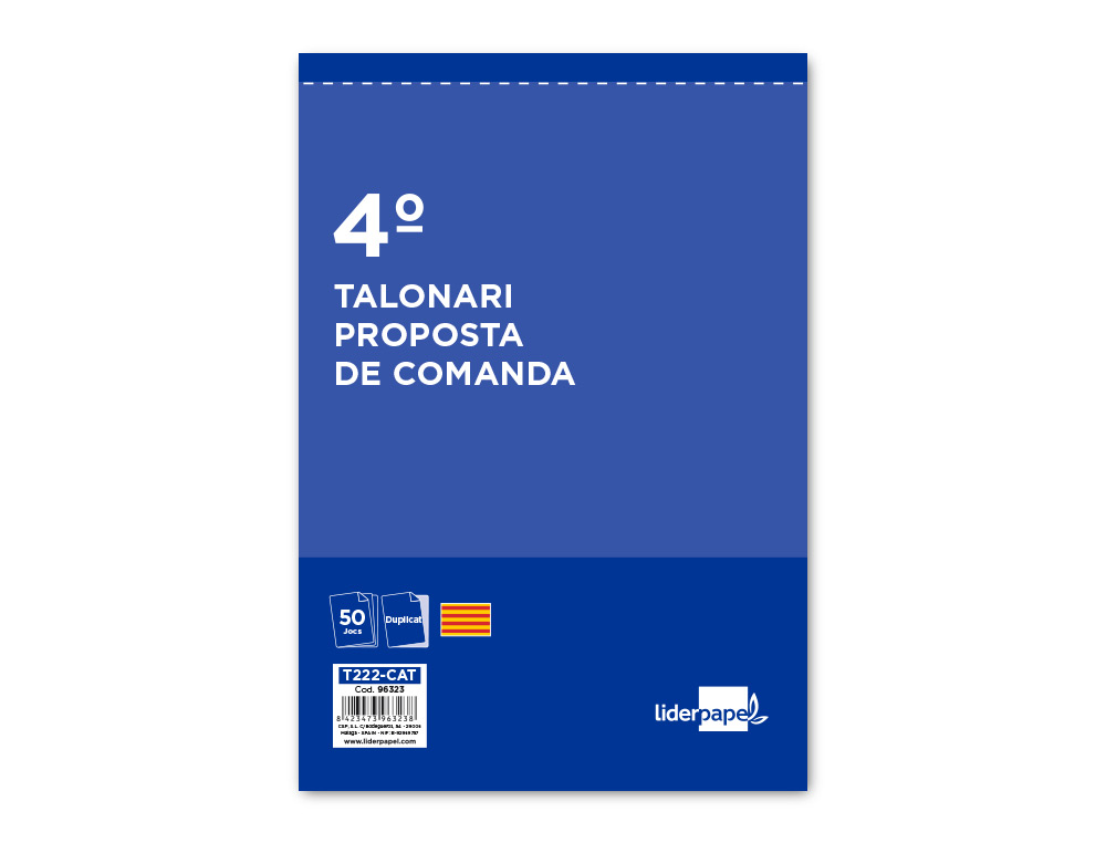 TALONARIO LIDERPAPEL PEDIDOS CUARTO ORIGINAL Y COPIA T222 TEXTO EN CATALAN