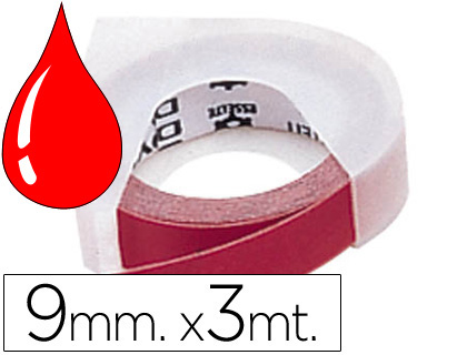 CINTA DYMO 3D 9MM X 3 MT ROJA TRADICIONAL