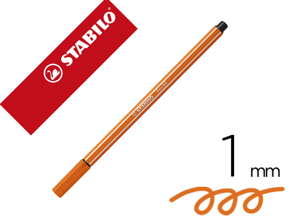 ROTULADOR STABILO ACUARELABLE PEN 68 BERMELLON PALIDO PUNTA GRUESA 1MM