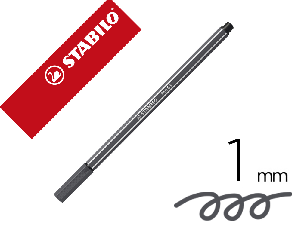 ROTULADOR STABILO ACUARELABLE PEN 68 GRIS AZULADO INTENSO PUNTA GRUESA 1MM