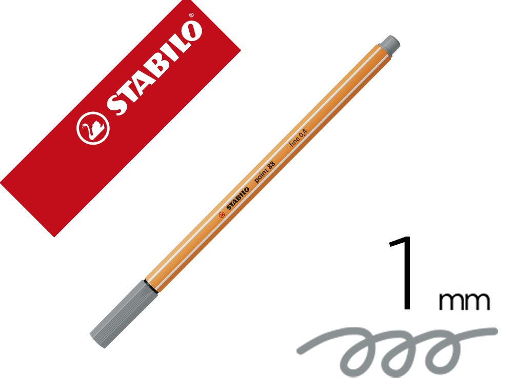 ROTULADOR STABILO PUNTA DE FIB RA POINT 88 GRIS AZULADO CLARO PUNTA FINA 0,4MM