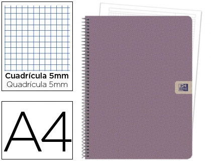 CUADERNO ESPIRAL OXFORD TAPA EXTRADURA EUROPEAN BOOK 1 NATURE DIN A4 80 HOJAS 90 GR CUADRICULA 5 MM SIN BANDAS