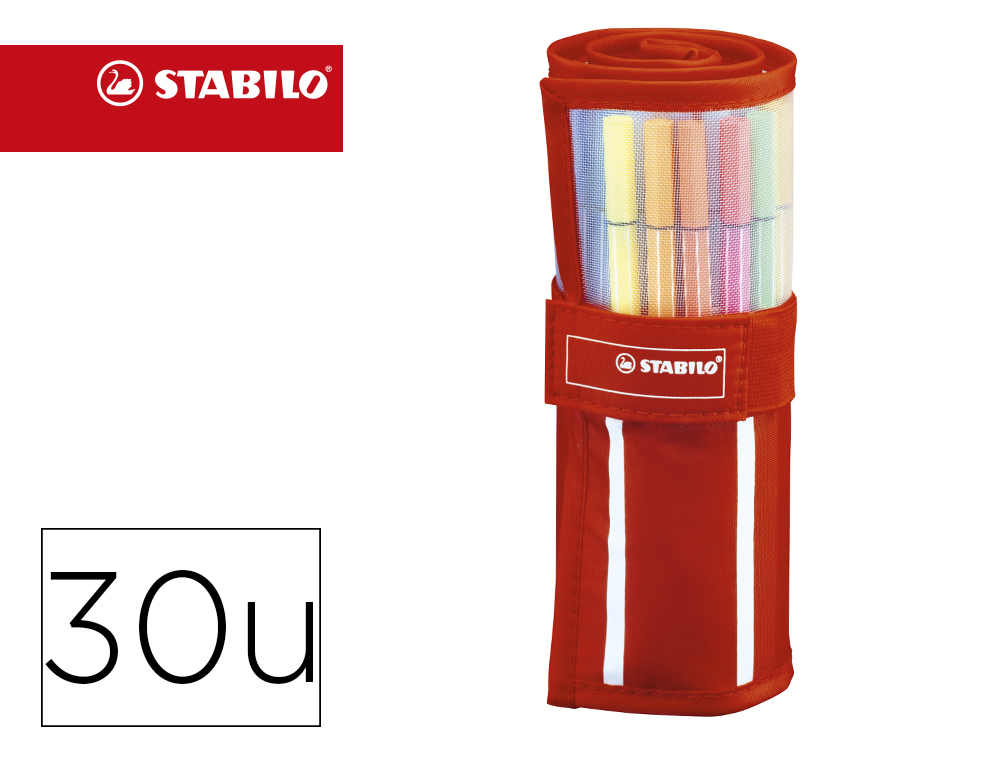 ROTULADOR STABILO PUNTA DE FIBRA PEN 68 ESTUCHE ROLLERSET DE 30 UNIDADES COLORES SURTIDOS