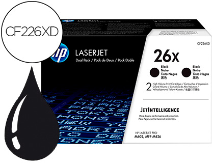 TONER HP LASERJET PRO 26X M402 MFP M426 NEGRO PACK DE 2 UNIDADES 9000 PAGINAS