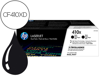 TONER HP LASERJET PRO 410X M452 M477 NEGRO PACK DE 2 UNIDADES 6500 PAGINAS