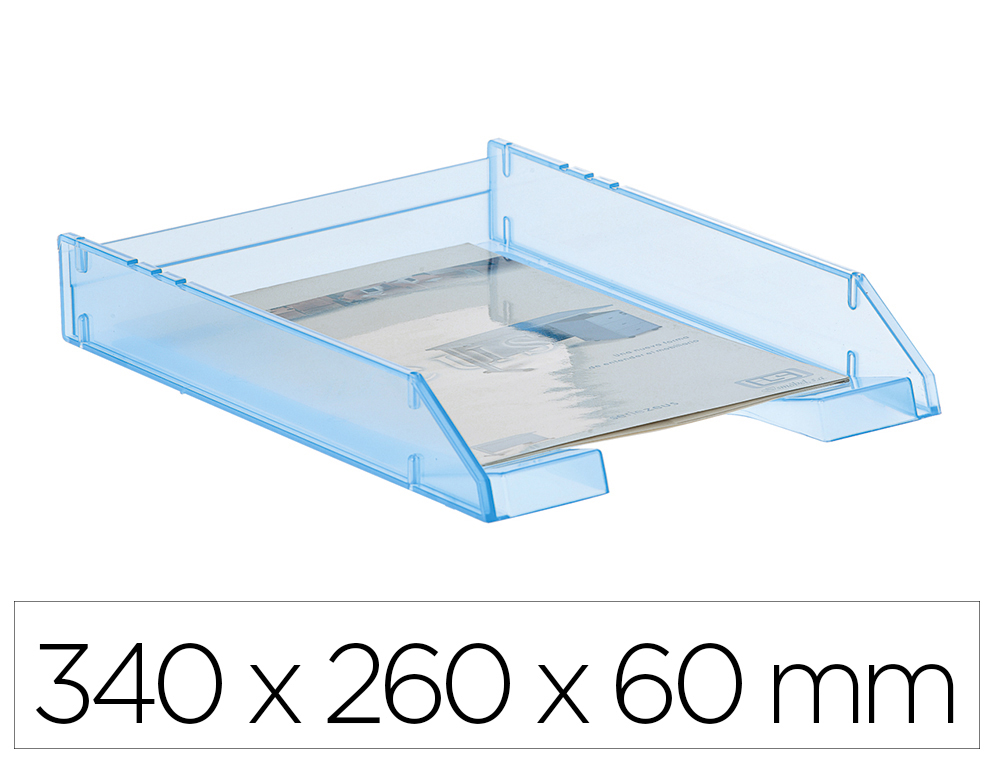 BANDEJA SOBREMESA ARCHIVO 2000 PLASTICO COLOR AZUL TRANSLUCIDA 340X260X60 MM