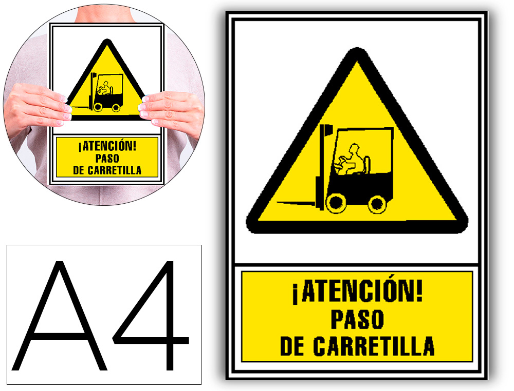 PICTOGRAMA ARCHIVO 2000 ATENCION PASO DE CARRETILLA PVC AMARILLO LUMINISCENTE 210X297 MM