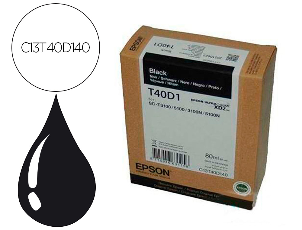 INK-JET EPSON ULTRACHROME XD2 NEGRO T40D140 SC-T3100/SC-T 5100 80 ML
