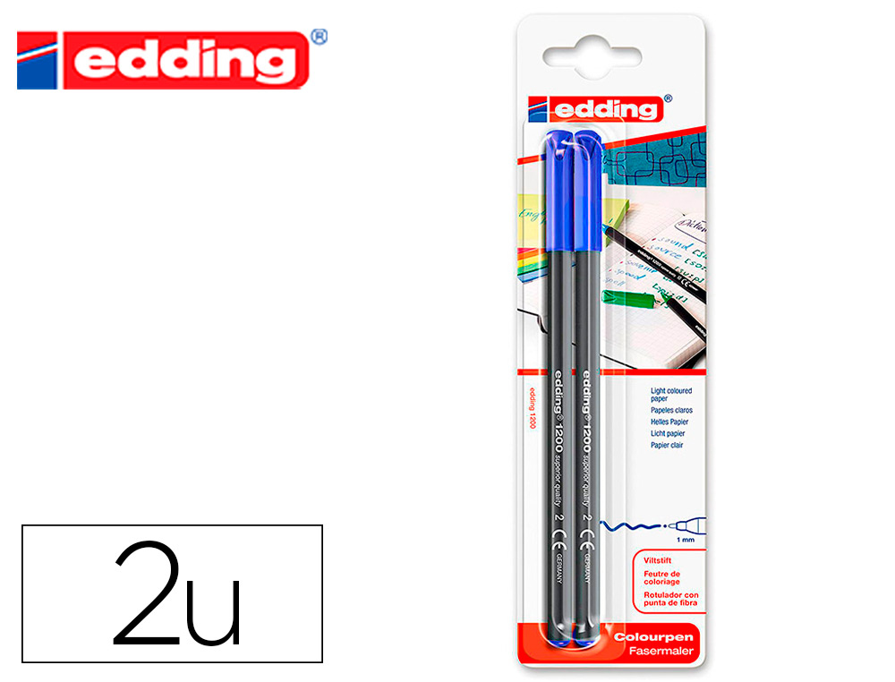 Rotulador edding punta fibra 1300 negro punta redonda 2 mm : :  Oficina y papelería