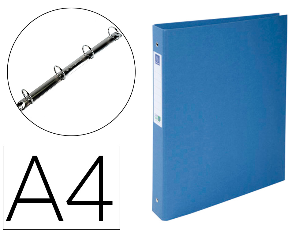 CARPETA DE 4 ANILLAS 30 MM REDONDAS EXACOMPTA CLEAN SAFE DIN A4 CARTON FORRADO AZUL