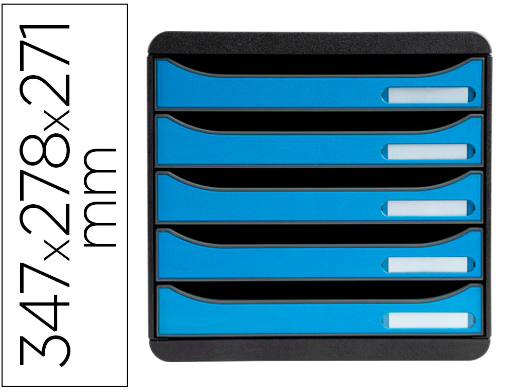 FICHERO CAJONES SOBREMESA EXACOMPTA BIG-BOX CLEAN SAFE 5 CAJONES AZUL