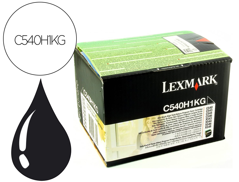 TONER LEXMARK LASER C540H1KG C540 / C543 / C544 / X543 / X544 NEGRO 2500 PAGINAS