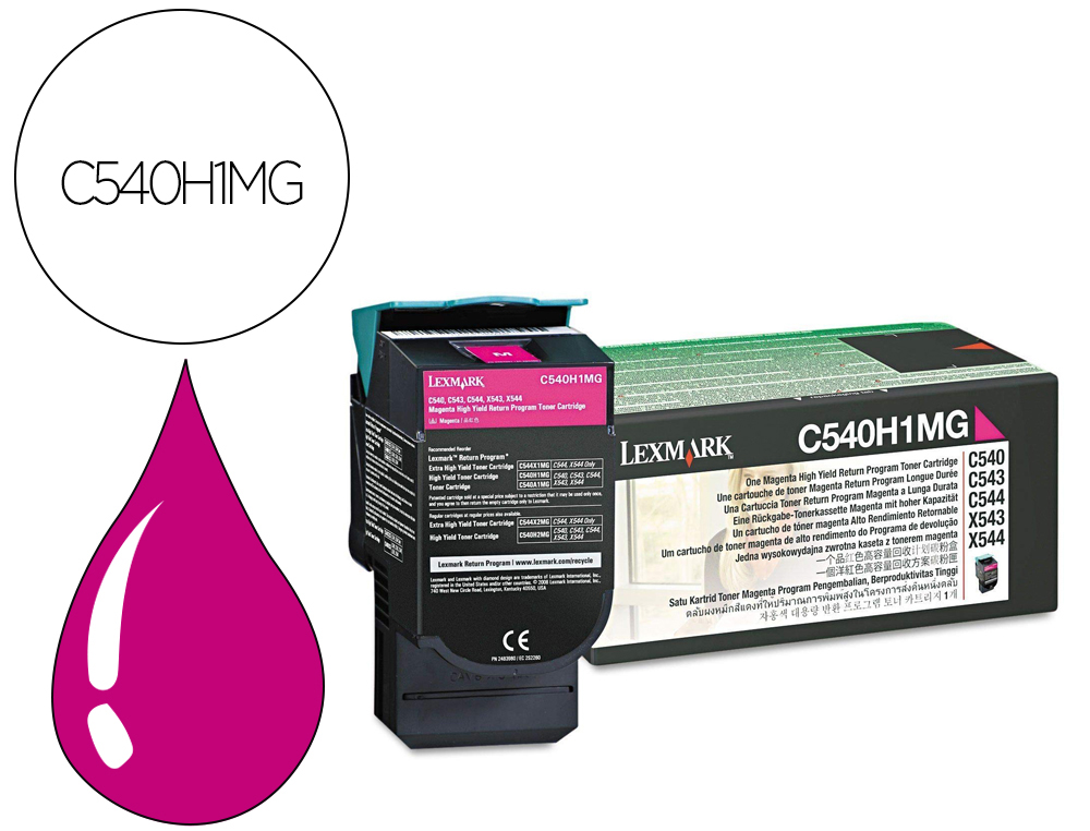 TONER LEXMARK LASER C540H1MG C540 / C543 / C544 / X543 / X544 MAGENTA 2000 PAGINAS