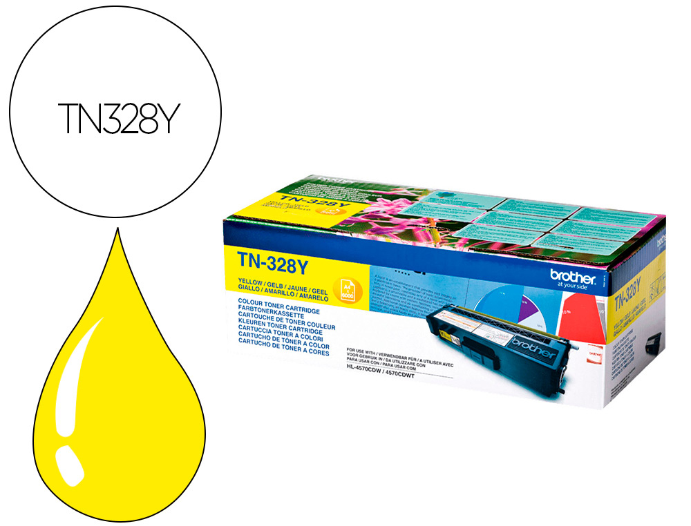 TONER BROTHER LASER TN328Y AMARILLO ALTA CAPACIDAD 6000 PAGINAS