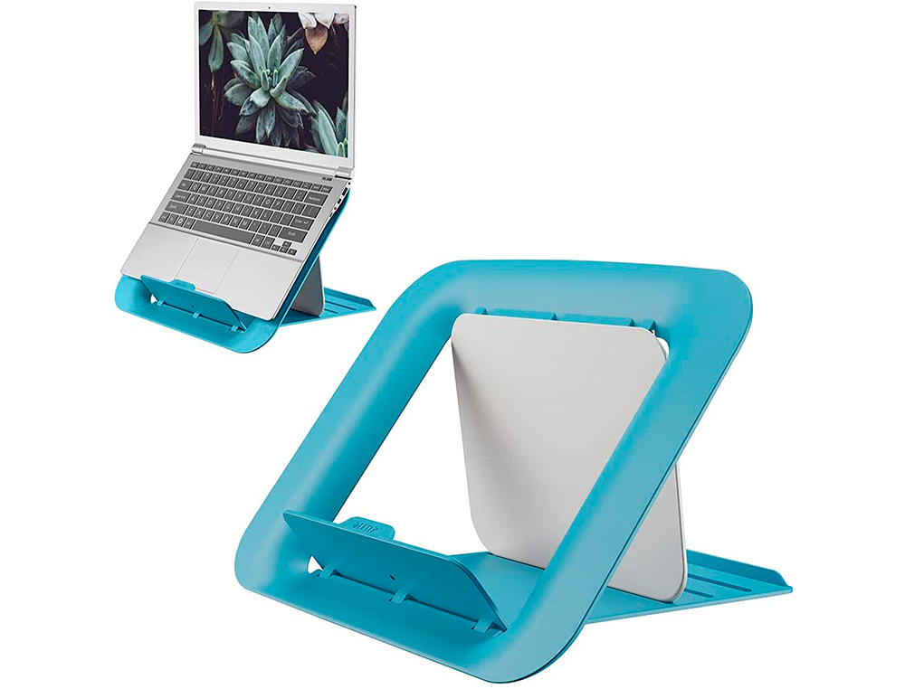 SOPORTE PARA PORTATIL LEITZ ERGO COSY AJUSTABLE 4 ALTURAS COLOR AZUL 310X50X247 MM