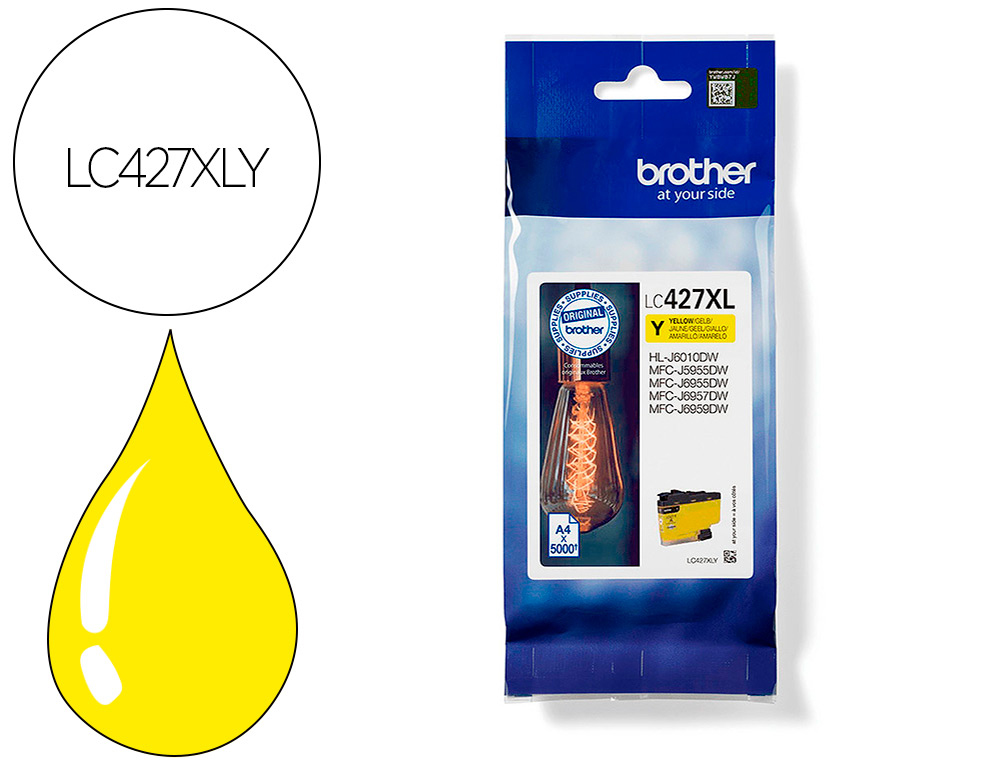 INK-JET BROTHER LC427XLY MFCJ5955DW / 6955DW ALTA CAPACIDAD AMARILLO 5000 PAGINAS
