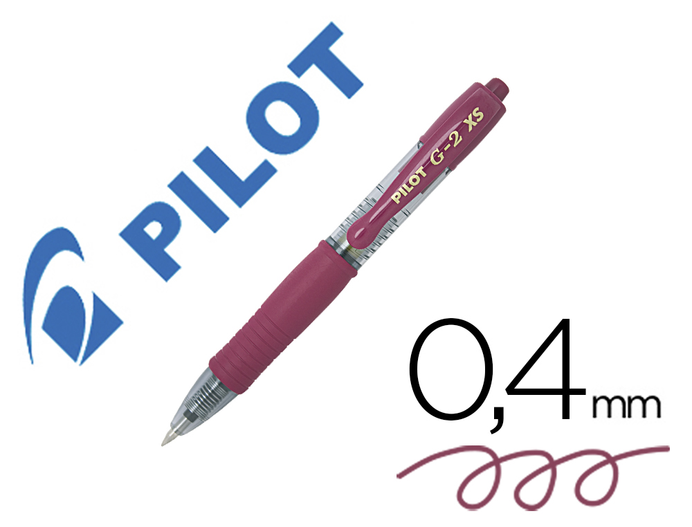 BOLIGRAFO PILOT G-2 PIXIE BURDEOS TINTA GEL RETRACTIL SUJECION DE CAUCHO