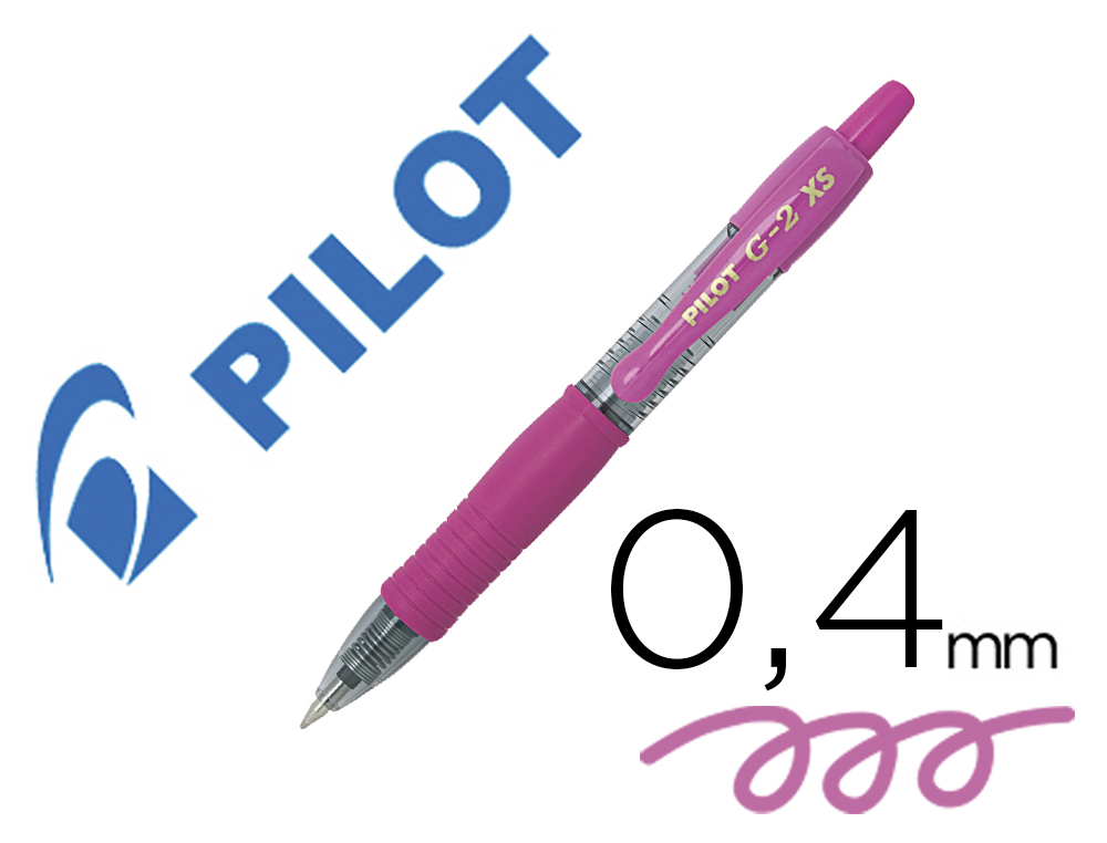 BOLIGRAFO PILOT G-2 PIXIE ROSA TINTA GEL RETRACTIL SUJECION DE CAUCHO