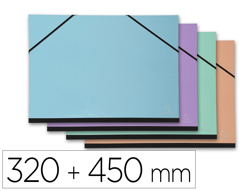 CARPETA DIBUJO EXACOMPTA AQUAREL 320X450 MM CON GOMAS SIN SOLAPAS COLORES PASTEL SURTIDOS