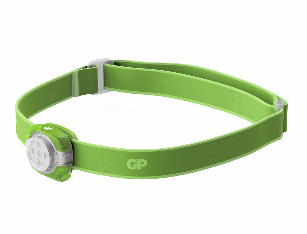 LINTERNA DE CABEZA GP INFANTIL LED 40 LUMENES 2 NIVELES INTENSIDAD COLOR VERDE