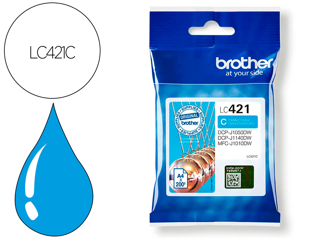 INK-JET BROTHER LC421C DCP-J1050DW / DCP-J1140DW / MFC-J10 CIAN 200 PAGINAS