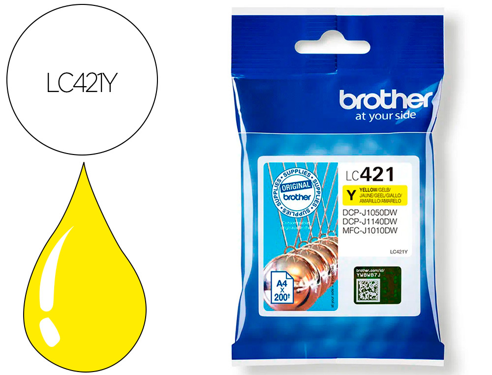 INK-JET BROTHER LC421Y DCP-J1050DW / DCP-J1140DW / MFC-J10 AMARILLO 200 PAGINAS