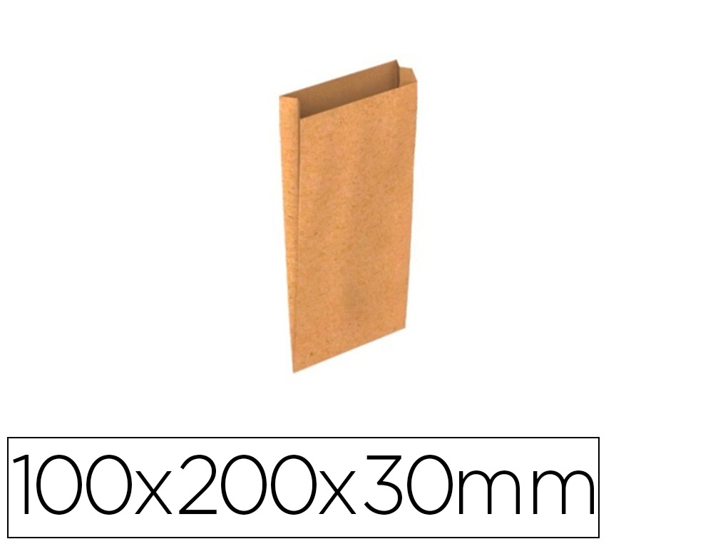SOBRE PAPEL BASIKA KRAFT NATURAL LISO CON FUELLE XXS 100X200X30 MM PAQUETE DE 25 UNIDADES