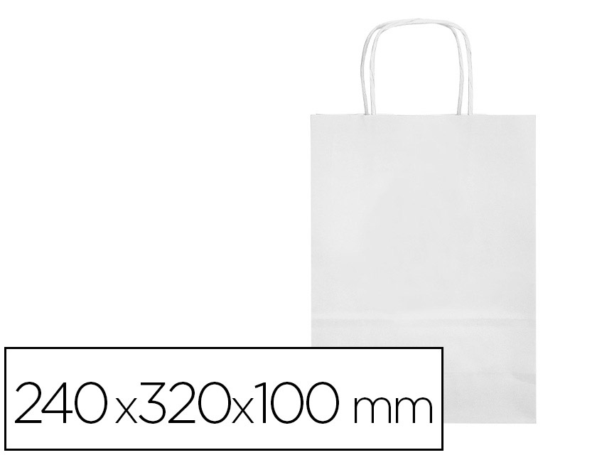 BOLSA PAPEL Q-CONNECT CELULOSA BLANCO S CON ASA RETORCIDA 240X320X10 MM