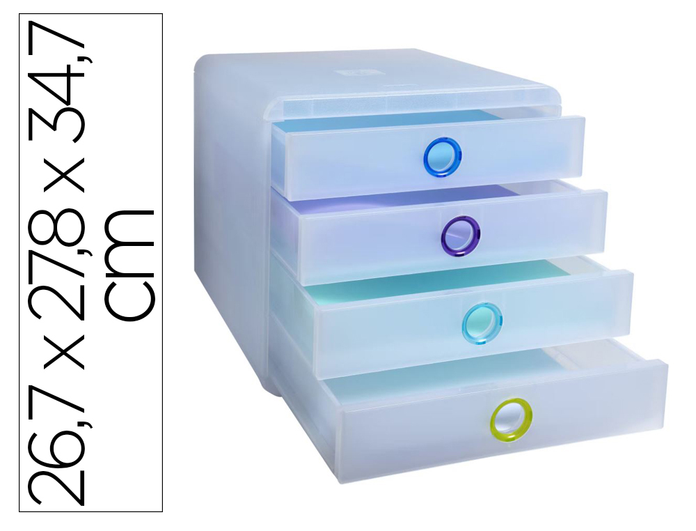FICHERO CAJONES SOBREMESA EXACOMPTA POP BOX TRANSLUCIDO 4 CAJONES MULTICOLOR