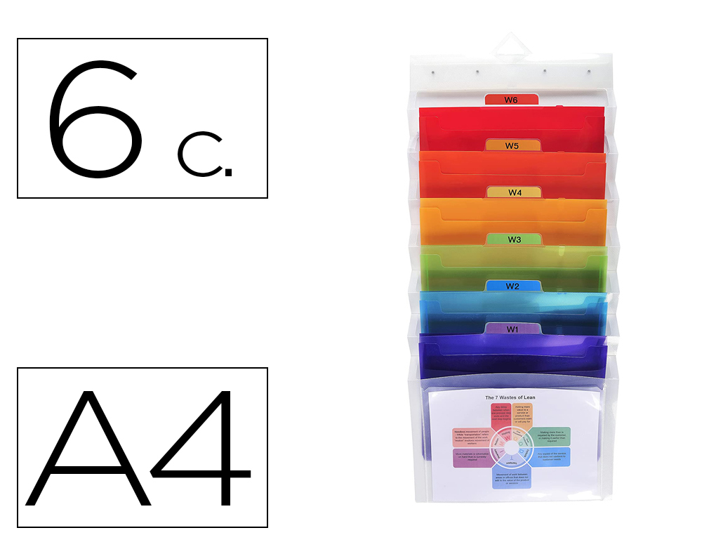 CLASIFICADOR DE PARED EXACOMPTA POLIPROPILENO CRISTAL 6 COMPARTIMENTOS