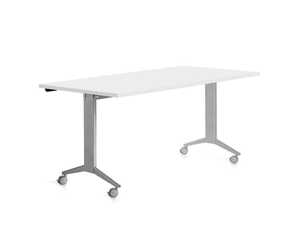 MESA ROCADA 2002FD04 CON TABLERO ABATIBLE COLOR ALUMINIO/BLANCO 160X80 CM