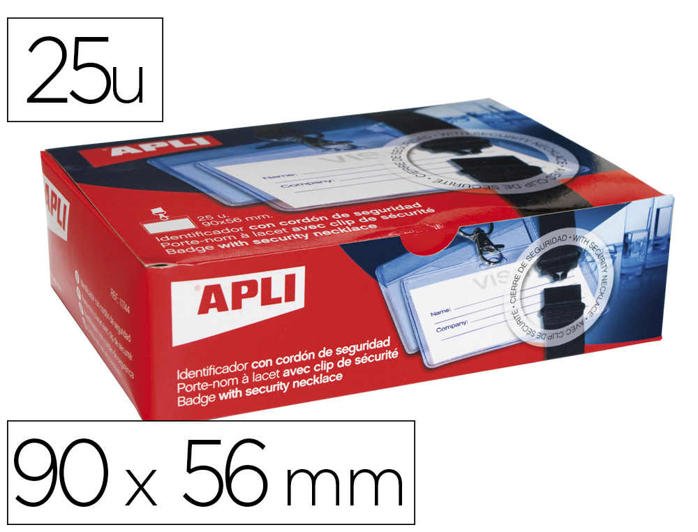 IDENTIFICADOR CON PINZA APLI CON CORDON DE SEGURIDAD 56X90 MM CAJA DE 25 UNIDADES