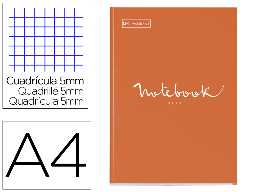 BLOC ENCOLADO MIQUELRIUS NOTEBOOK 1 EMOTIONS TAPA CARTONCILLO DIN A4 80 HOJAS 90G/M2 CUADRO 5 MM COLOR