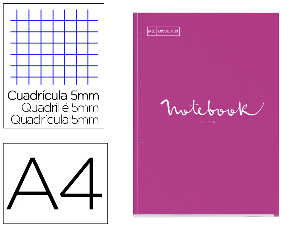 BLOC ENCOLADO MIQUELRIUS NOTEBOOK 1 EMOTIONS TAPA CARTONCILLO DIN A4 80 HOJAS 90G/M2 CUADRO 5 MM COLOR