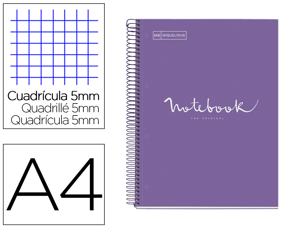 CUADERNO ESPIRAL MIQUELRIUS NOTEBOOK 1 EMOTIONS TAPA FORRADA DIN A4 MICROPERFORADO 80 HOJAS 90G/M2 CUADRO 5 MM