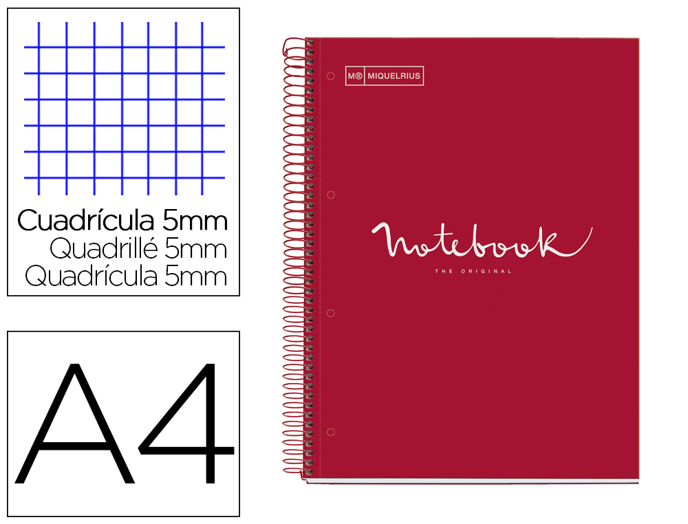 CUADERNO ESPIRAL MIQUELRIUS NOTEBOOK 1 EMOTIONS TAPA FORRADA DIN A4 MICROPERFORADO 80 HOJAS 90G/M2 CUADRO 5 MM