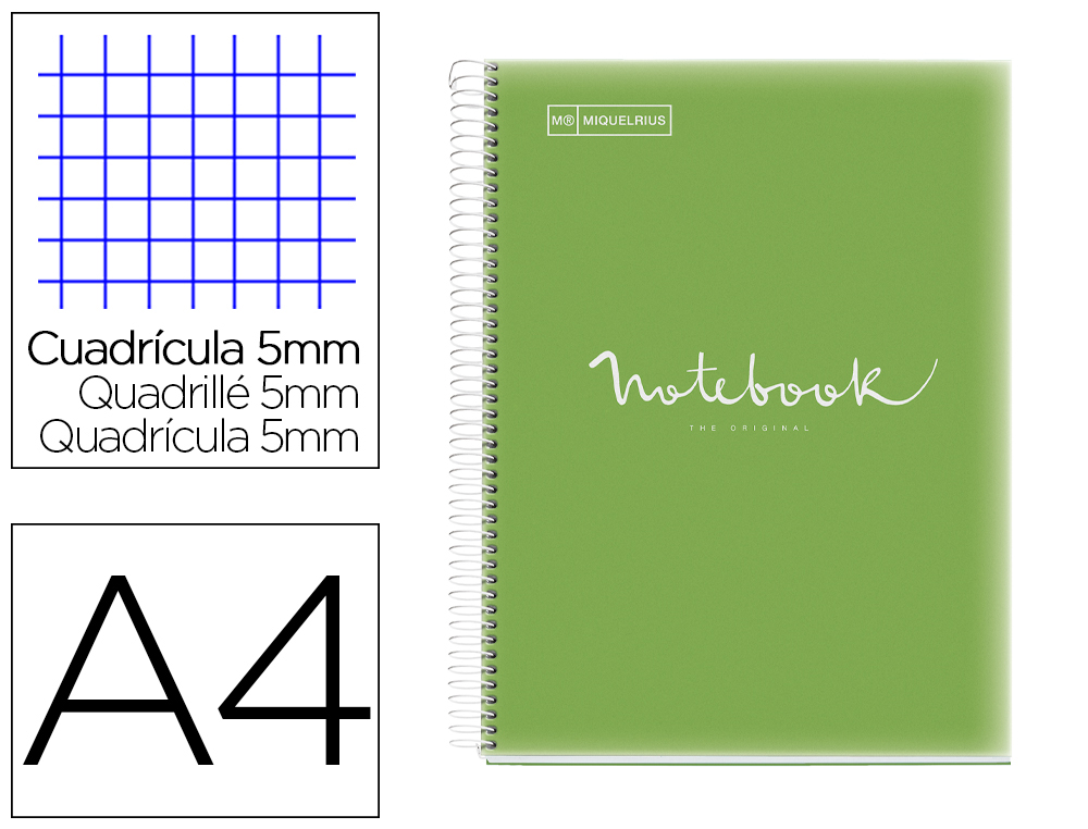 CUADERNO ESPIRAL MIQUELRIUS NOTEBOOK 5 EMOTIONS TAPA POLIPROPILENO DIN A4 MICROPERFORADO 120 HOJAS