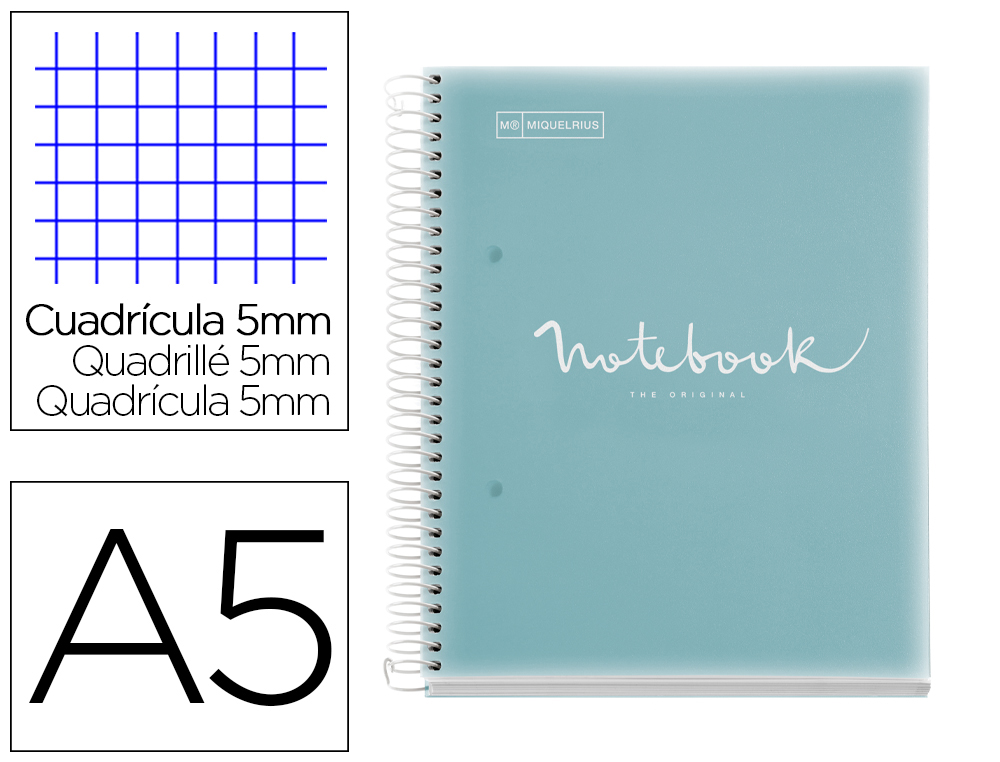 CUADERNO ESPIRAL MIQUELRIUS NOTEBOOK 5 EMOTIONS TAPA POLIPROPILENO DIN A5 MICROPERFORADO 120 HOJAS