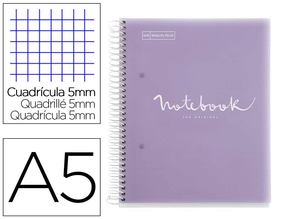 CUADERNO ESPIRAL MIQUELRIUS NOTEBOOK 5 EMOTIONS TAPA POLIPROPILENO DIN A5 MICROPERFORADO 120 HOJAS
