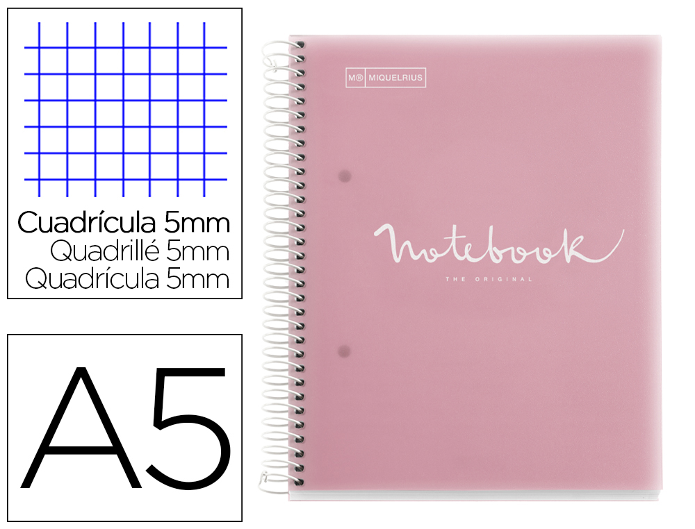 CUADERNO ESPIRAL MIQUELRIUS NOTEBOOK 5 EMOTIONS TAPA POLIPROPILENO DIN A5 MICROPERFORADO 120 HOJAS