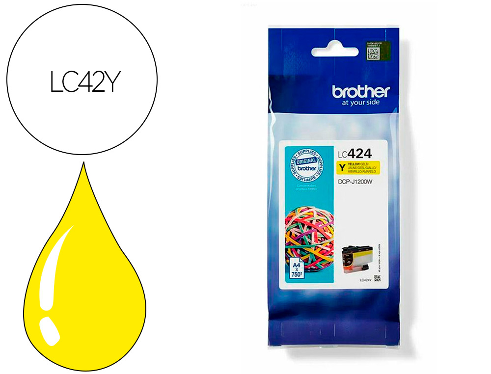 INK-JET BROTHER LC424Y DCP-1200W AMARILLO 750 PAGINAS